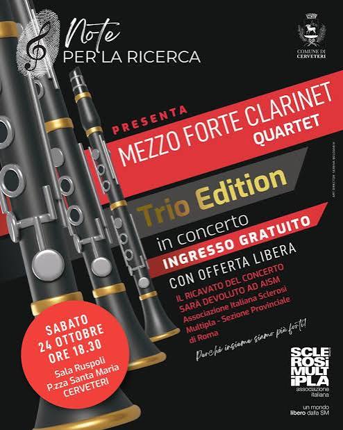 A Cerveteri Mezzo Forte Clarinet Quartet “trio edition” in concerto per Aism